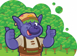 Bloober the Kustermans Farm mascot giving a thumbs up