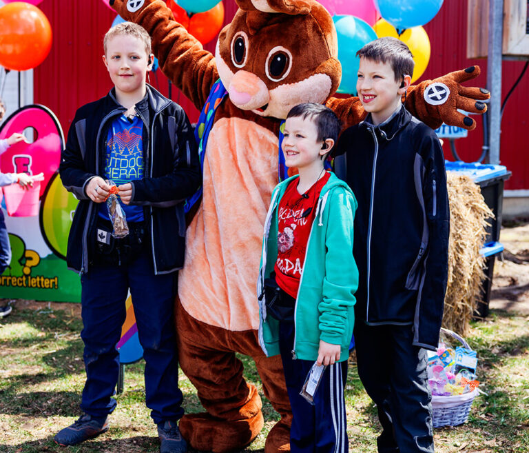 Easter egg hunt prizes and treats for winners at Kustermans Farm