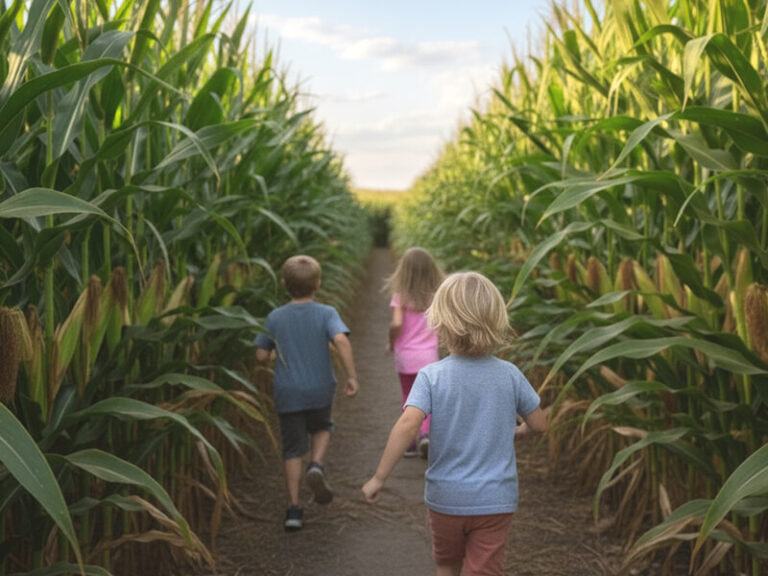 Entrance to the corn maze attraction at Kustermans Adventure Farm