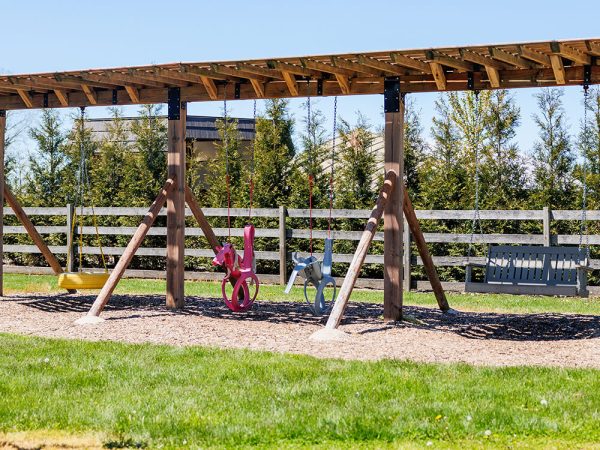 Animal-themed swings and tire swings for kids at Kustermans Adventure Farm