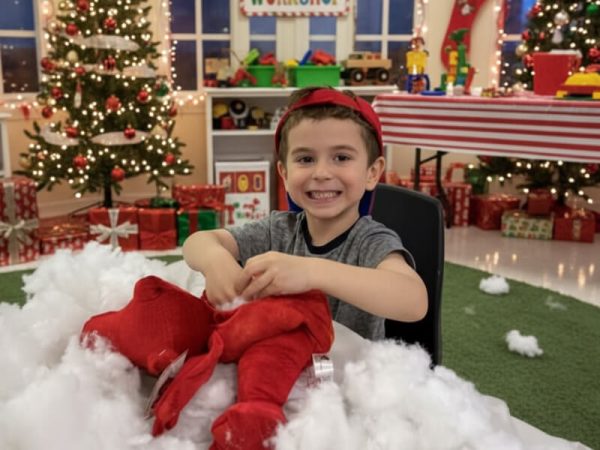 Holiday plush toy craft made at the Kustermans Christmas workshop
